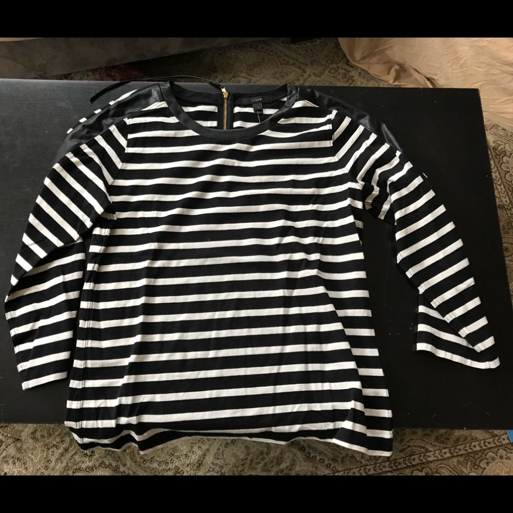 J Crew striped T-shirt with black zipper